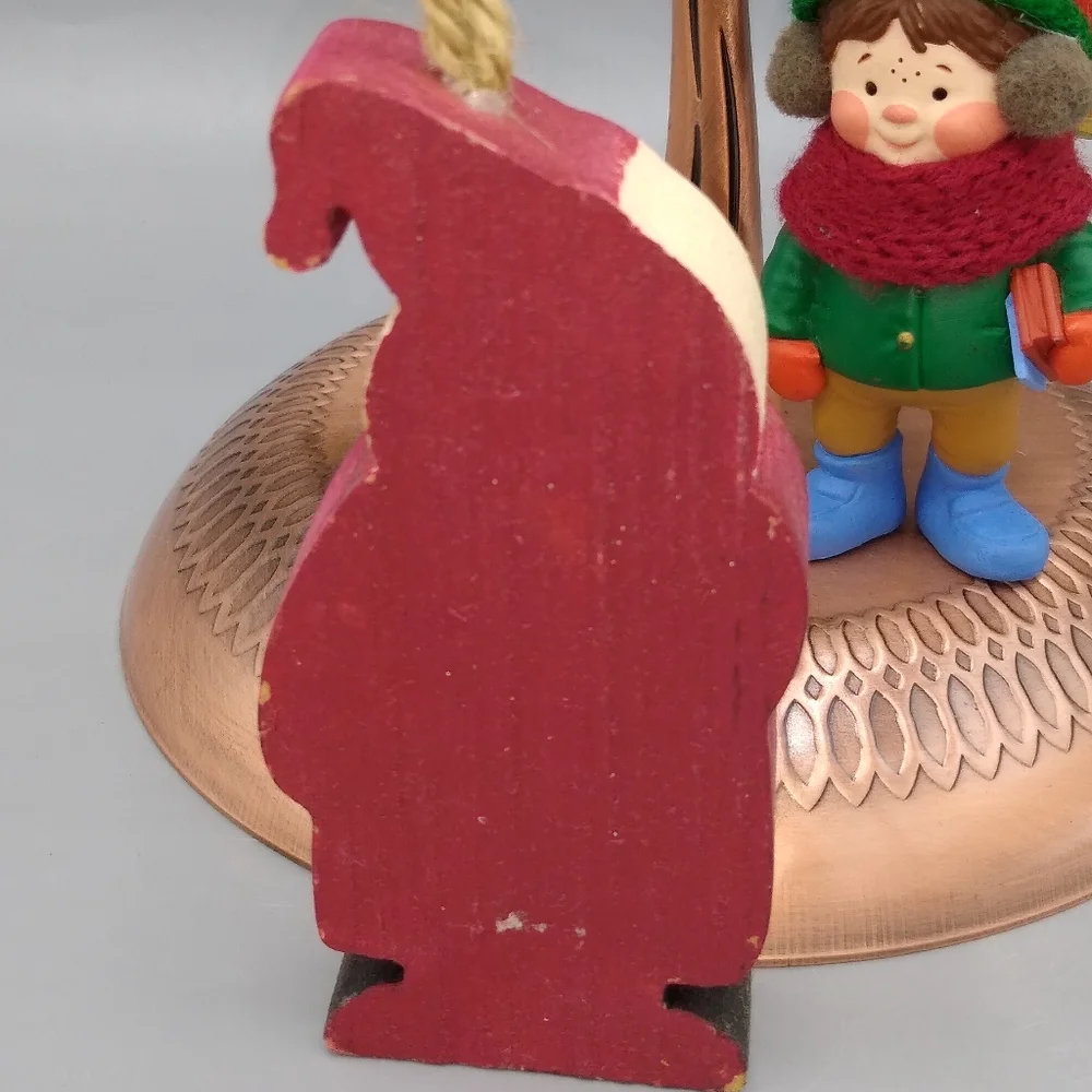 Christmas Tree Ornaments Wood Santa Glass Snowman Schoolboy Noah's Ark Set 5 Vtg